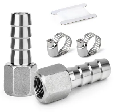 Schlauchstutzen 14 mm x 1/4" BSP, 2 Stück, Edelstahl