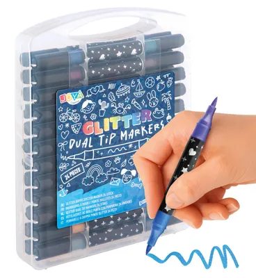 Produktbild von Joya Kreativ-Glitzerstifte-Set 24 Stück – Dual-Tip-Pinselstifte & Fineliner mit 48 Glitterfarben zum Zeichnen und Dekorieren