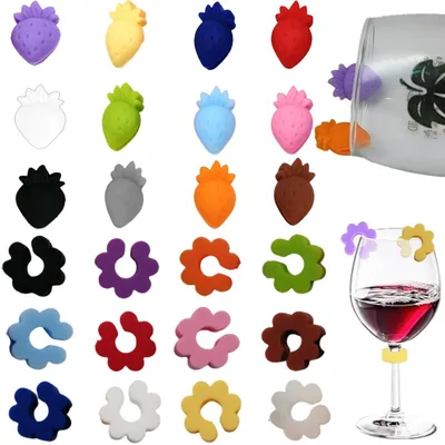 24er Set Silikon-Glasmarkierer für Weingläser, bunt