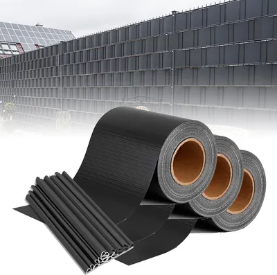 Obrázek produktu pro ACXIN PVC stínící pásky pro ochranu soukromí stínící fólie pro dvojitý plot s upevňovacími klipy pro zahradní plot, antracitová barva, 35 m x 19 cm (3 role)