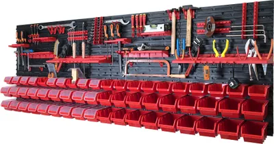 Produktbild von 112-tlg. Werkzeugwand Set XXL 2316 x 780 mm Werkstattwand mit 56 Stapelboxen Werkzeughalterungen Werkstattregal Wandregal für Werkstatt Garage Lagersystem Werkstatteinrichtung Kunststoff