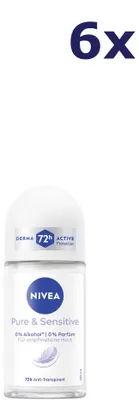 Produktbild von 6x Nivea deo roller on pure & sensitive 50ml
