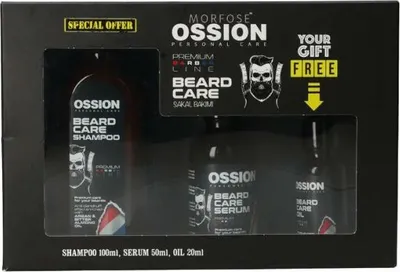 Produktbild von Geschenkset Ossion Beard Care 3er Set (Shampoo + Serum + Öl)