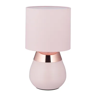 Obrázok produktu pre Nočná lampa Relaxdays s dotykovým ovládaním, stolná lampa do obývačky a spálne, látkový tienidlo, E14, VxH: 32x18 cm, dotyková lampa, ružová