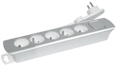 Obrázek produktu pro Zásuvková lišta s 5 zásuvkami + vnitřní kabel 3G1, délka 1,40 m, design s plochými zástrčkami