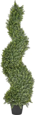 Obrázok produktu pre BELIANI Umelá rastlina v kvetináči strom v tvare špirály zelená plastové ihličie kovová konštrukcia 126 cm interiér exteriér záhrada dekorácie