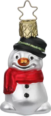 Produktbild von Christbaumschmuck Schneemann Glas 6.5cm weiß, 1Stück