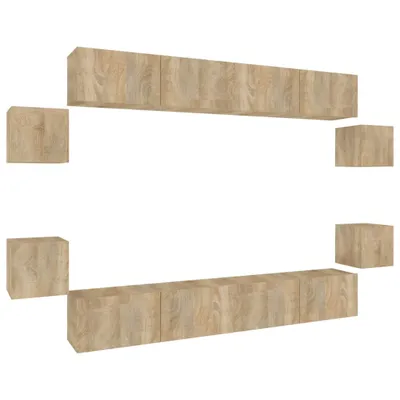 Produktbild von vidaXL 8-tlg. TV-Schrank-Set Sonoma-Eiche Holzwerkstoff