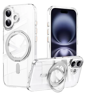 Obrázek produktu pro Pro Apple iPhone 17 Frosted 360 stupňový prsten MagSafe TPU + PC ochranný obal stříbrný