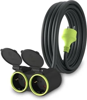 Image de Rallonge de 5 m avec 2 prises Schuko pour usage extérieur