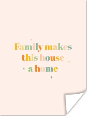 Produktbild von MuchoWow® Poster Zitate - Sprichwörter - Die Familie macht aus dem Haus ein Zuhause 90x120 cm - Wohnzimmer