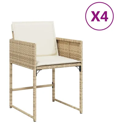 Produktbild von vidaXL Gartenstühle mit Kissen 4 Stk. Beige Poly Rattan