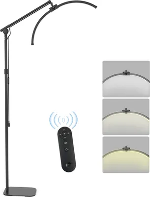 Produktbild von Faltbares LED-Video-Bodenlicht 25 W šC 35 W, halbmondfoermiges LED-Fuelllicht 3000 K šC 6000 K, dimmbar, mit 193 cm/76 Zoll Metall-Lichtstativ, Telefonhalterung, Fernbedienung fuer Schoenheitssalon, Make-up, Live-Streaming, Nachttischlicht