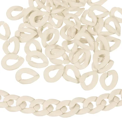 Image de Anneaux de connexion en acrylique - 50 pièces, crochets en plastique - pour la fabrication de bijoux et les travaux manuels - couleur beige, 23 mm