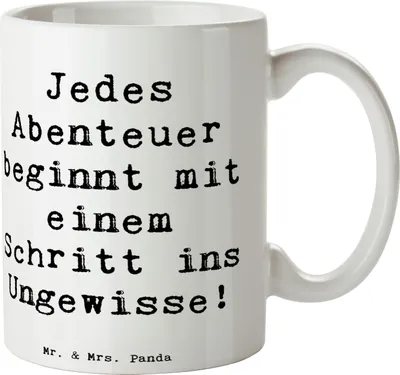 Produktbild von Mr. & Mrs. Panda Kaffeebecher Spruch Ungewissheit akzeptieren - Weiß - Geschenk, Abenteuer, Vertrauem, Tasse, Zuversicht, Trinkbecher, Kaffeetasse, Mut, Mutig sein, Trost