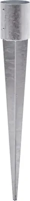 Produktbild von TRIBECCO®Einschlagbodenhülse Feuerverzinkt Pfostenträger Rund Einschlaghülse Bodenhülse Pfosten Anker Stahl Silber Bodenanker (fi 121 mm / 900 mm)