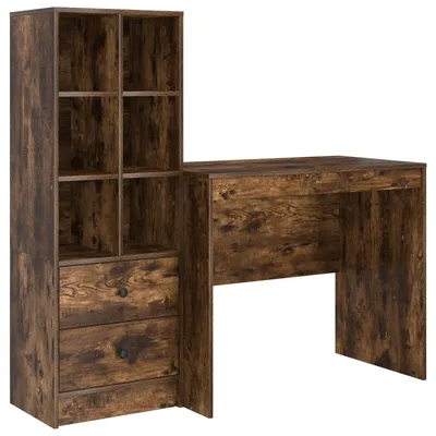 Productafbeelding van vidaXL Bureau, gerookt eikenhout, 135,5 x 50 x 127 cm, 2 stuks.