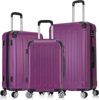 Produktbild von Flexot® F-2045 | 3er Kofferset | Aubergine - Koffer Set | Größen M Handgepäck | L & XL Trolley | Hartschalenkoffer | elastisch & robust | 360° Rollen | Reisegepäck | Reisekoffer | Koffer | Suitcase | Luggage