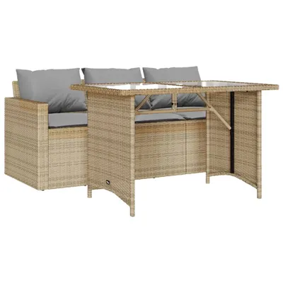 Produktbild von vidaXL 2-tlg. Garten-Essgruppe mit Kissen Beige Poly Rattan