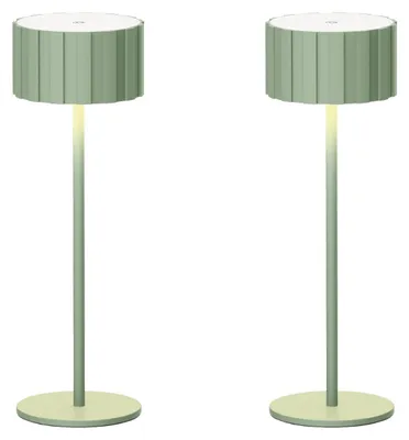 Immagine prodotto di Luxus Europe - Lampada da tavolo Tinos - Set da 2 pezzi, verde - Lampada da tavolo senza fili, adatta per interni ed esterni – Ricaricabile