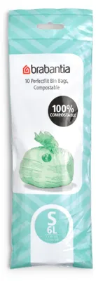 Image de Brabantia 419683, sacs poubelle PerfectFit, 6 litres (taille S) - 10 sacs par rouleau, biodégradables