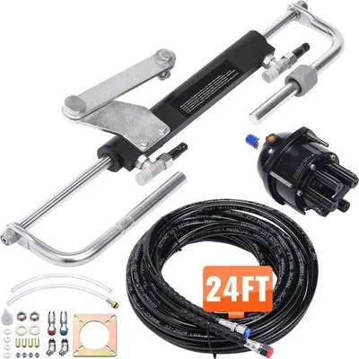 Produktbild von Hydraulisches Steuerungssystem für Außenborder - Vollset - Bis 90 PS - Steuerpumpe - Doppelarbeitszylinder - 7,3 m hydraulische Schlauch - Einmotorenstation