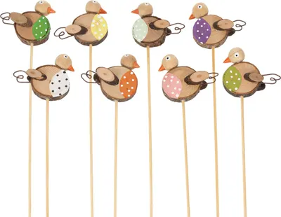 Produktbild von Deko-Vogel Gartenstecker aus Holz für Frühjahrs- und Sommerdeko, 16 Stück