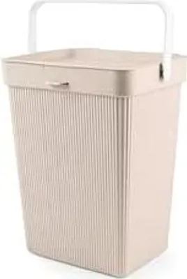 Produktbild von Abfallbehälter aus Wellpolypropylen mit Griff und Deckel, 10 l, beige