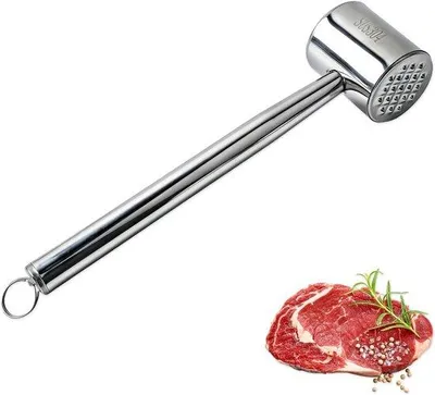 Produktbild von Fleischklopfer aus Edelstahl – beidseitig – spülmaschinenfest – ideal für Schnitzel
