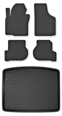 Zdjęcie produktu dla Dywaniki gumowe + mata bagażnika do Seat Altea 2004-2008 (górny poziom podłogi) – czarne, dobierane – Wielganizator Semi-Universal