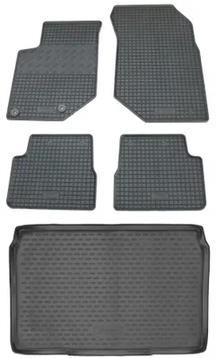 Produktbild von Gummi Kofferraumwanne + Fußmatten Set für Opel Corsa F, Bj. 2019-, schwarz