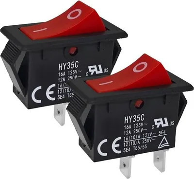 Produktbild von HY35C Drucktaster (2er-Pack) – 2-poliger Ein/Aus-Wippschalter, Wechselstrom 125/250 V, 16/12 A