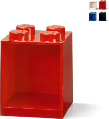Image de LEGO Brick Étagère murale avec 4 picots Boîte de rangement - Rouge