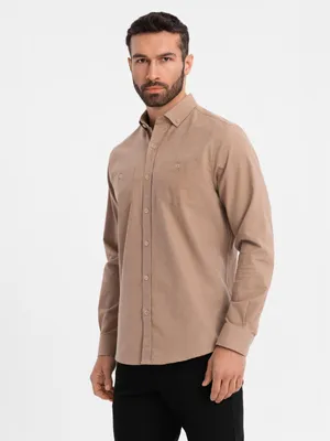 Zdjęcie produktu dla Ombre Clothing Koszula męska z długim rękawem Landene jasnobrązowy XXL