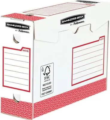 Immagine prodotto di BankersBox Archivschachtel A4+ B:100mm weiß/rot         20PK