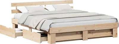 Obrázok produktu pre Rám postele Hnedá 200 x 200 cm Masívne borovicové drevo