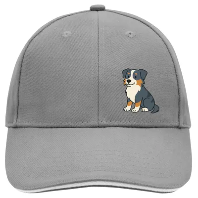 Produktbild von Huuraa Cappy Mütze Australian Shepherd Aussie Comic Dark Grey/White Baumwolle 6-Panel Kappe Geschenkidee