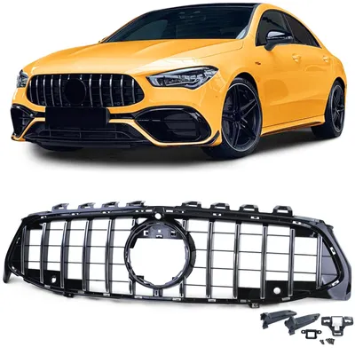 Sport Kühlergrill Schwarz Glanz Chrom passt für Mercedes CLA C118 / X118 2019 – Produktansicht