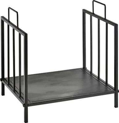 Produktbild von Feuerholz Metall Regal Schwarz 44,5x33x46,5cm mit Griffen für Kaminholz innen