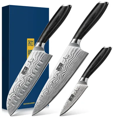 Produktbild von HOSHANHO 3-teiliges Messerset, Ultrascharf Professionelles Küchenmesserset