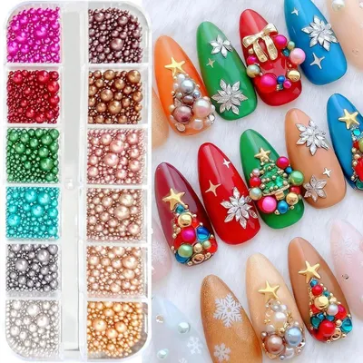 Immagine prodotto di Set di decorazioni per unghie a tema natalizio, 12 colori, accessori per nail art