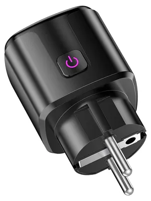 Obrázok produktu pre Inteligentná zásuvka – Diaľkové ovládanie cez WiFi – Ovládanie zariadení – Monitorovanie spotreby energie – Rozmery: 9 x 5 x 5 cm – Čierna farba