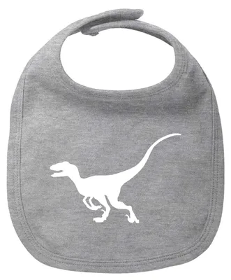 Produktbild von Huuraa Baby Lätzchen Velociraptor Dinosaurier Heather Grey Klettverschluss  Baumwolle Latz Geschenkidee