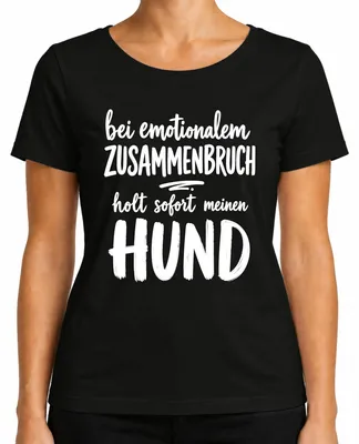 Immagine prodotto di T-shirt da donna "Bei emotionalem Zusammenbruch", con scritta sarcastica, colore nero, taglia XL