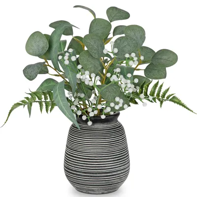 Obrázok produktu pre Umelé rastliny do vázy – eukalyptus a gypsophila, ideálne do domácnosti a kancelárie