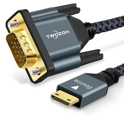 Obrázek produktu pro Mini HDMI kabel na VGA, 1 metr, opletený kabel s pozlacenými konektory, určený pro ultrabooky a tablety