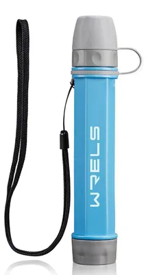 Immagine prodotto di Filtro per l'acqua personale, NSF, privo di BPA, con cannuccia, moschettone e tubo di prolunga, colore azzurro chiaro