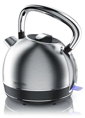 Produktbild von Arendo Wasserkocher Vintage Retro Teekessel 1,7 l, 2200 W, verdecktes Edelstahlheizelement, Kalkfilter, Trockengehschutz, Cool-Touch-Griff, , silber