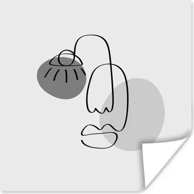 Produktbild von MuchoWow® Poster Minimalismus - Gesicht - Schwarz - Weiß 75x75 cm - Wand Dekoration