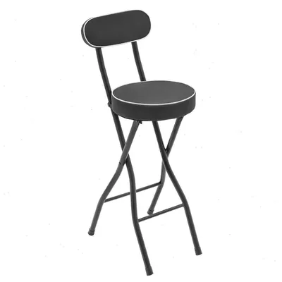 Produktbild von Stapelbare Stühle - Klapphocker 2er Set - Höhe 65 cm - Tragkraft 125 kg - Metallgestell - Gepolsterter ergonomischer Sitz - Schwarz